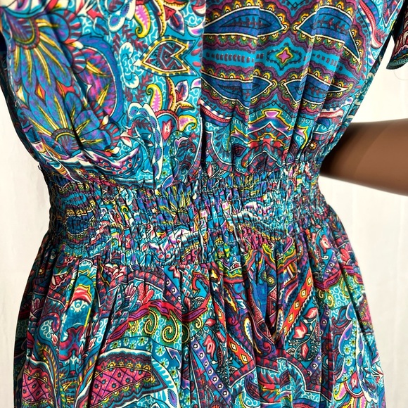 Paisley Print Half Butterfly Sleeves Midi Dress - Picture 9 of 14